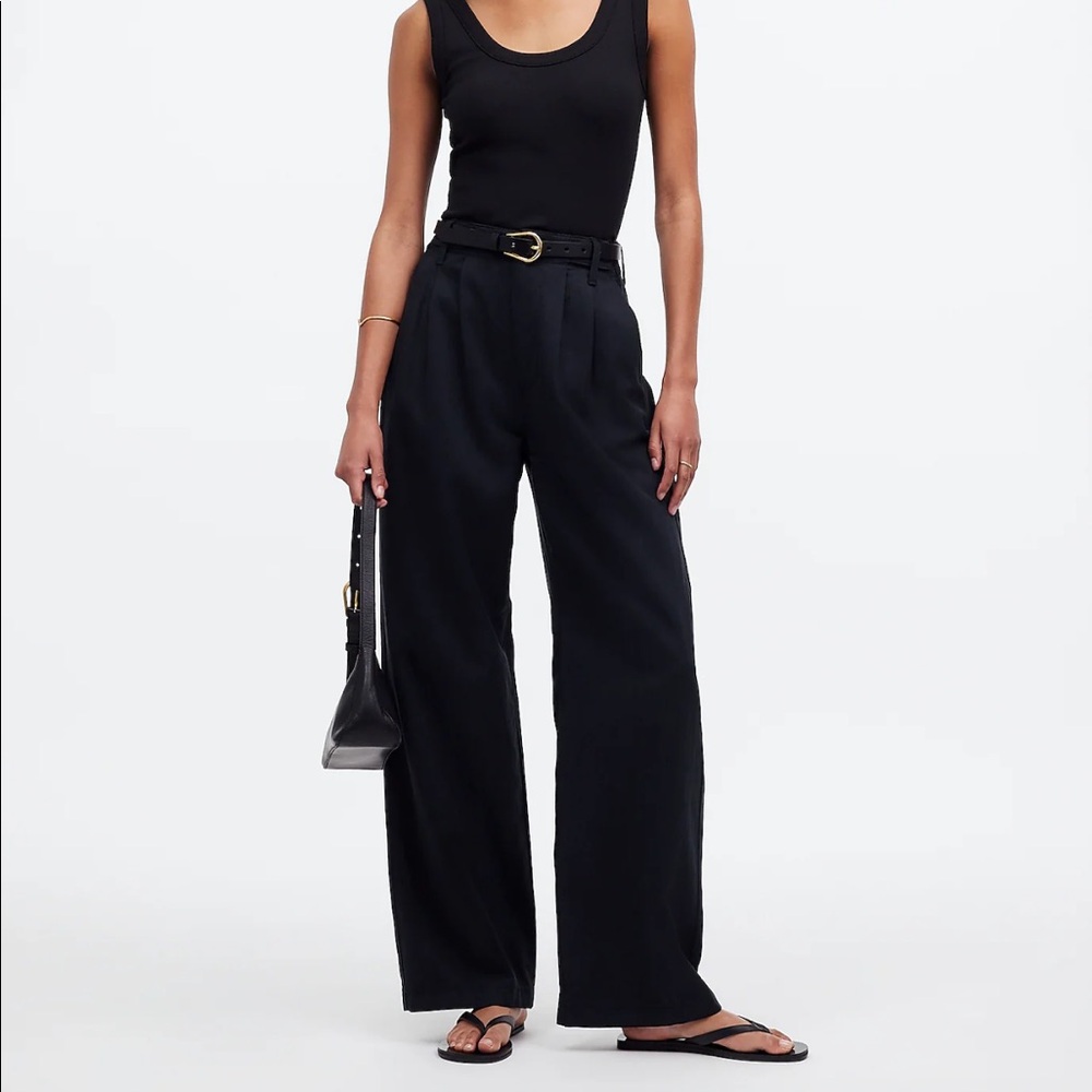Madewell Harlow Wide-Leg Pant, Black, Size: 14R